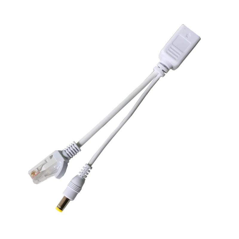 Kabel POE Daya Pasif Atas Adaptor Ethernet Splitter RJ45 Modul Suplai Injektor 12-48V untuk IP Camea