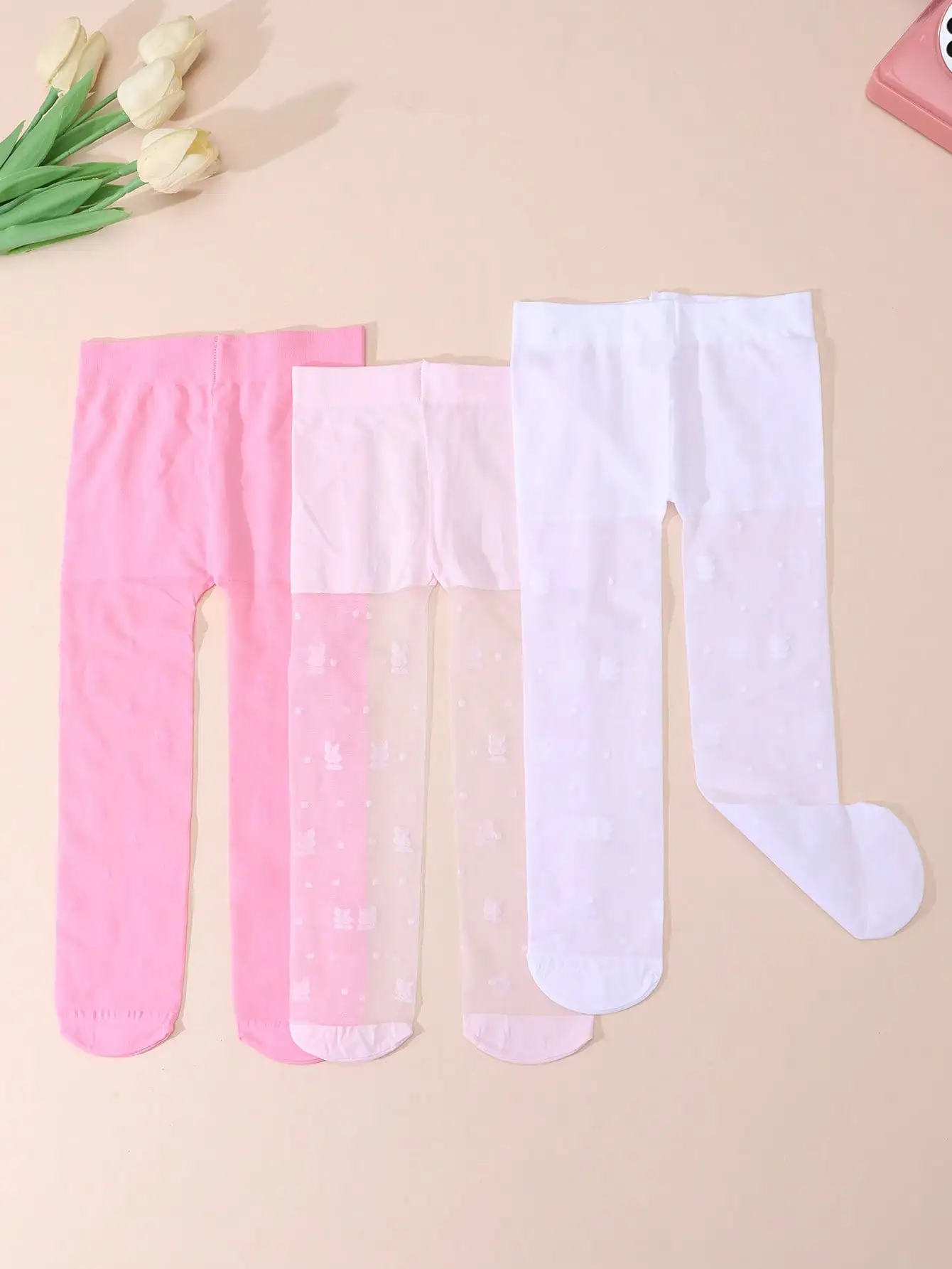 3Pack Toddler Girls Floral Print Tights 0-3Y UPF50 Sun Protection Sheer Elastic Kids Pantyhose for Summer Dress Party Daily Wear - view 2