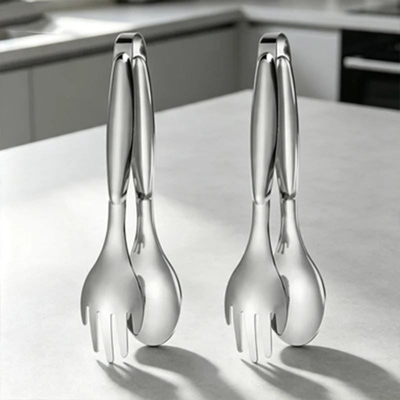 2pcs stainless steel 5 refers to reusable serving tongs buffet clip spaghetti salad kitchen party.