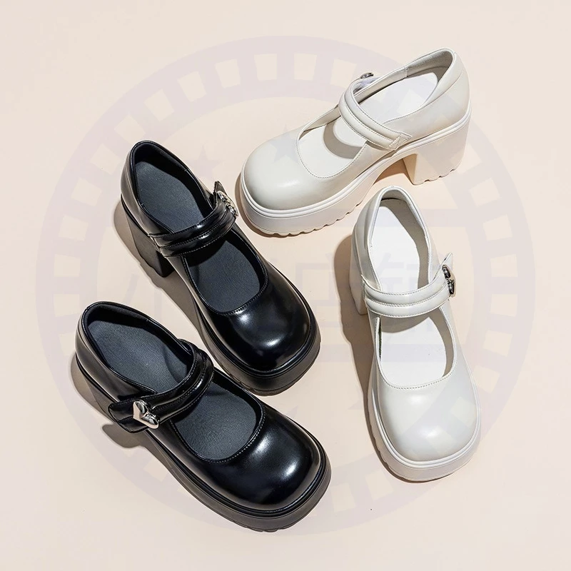 Womens Mary Jane Shoes Luxury Genuine Leather High Heels for Woman Exquisite Lolita Casual Shoes Designer Shoes Zapatos De Mujer