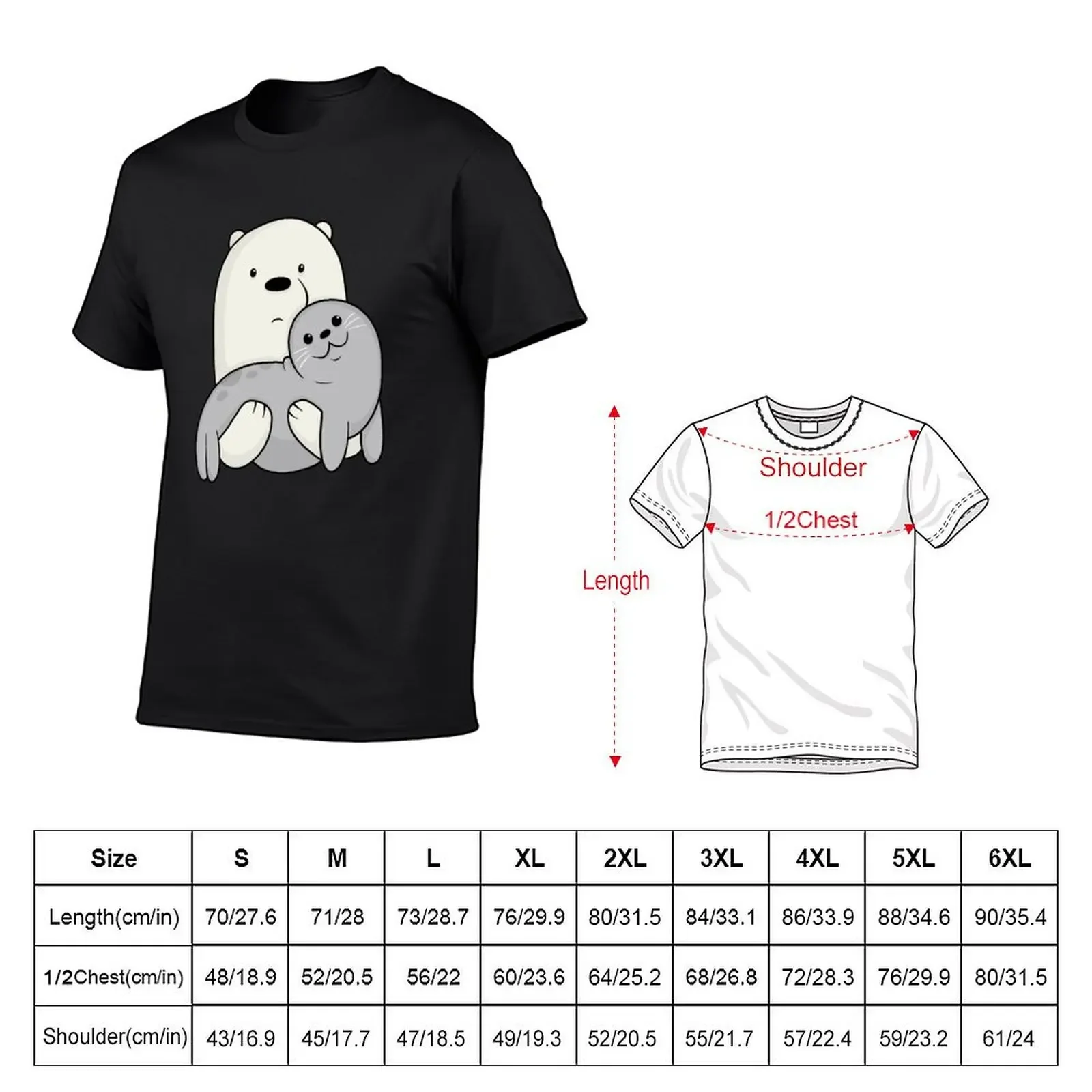 Ice Bear and Seal T-Shirt anime tops anime t shirts blue archive mens graphic t-shirts hip hop