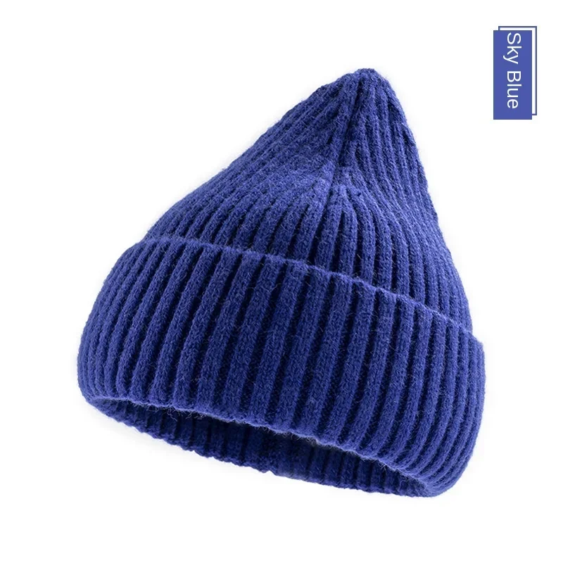 Gorros de punto suaves y cálidos para hombre y mujer, gorros de calavera Unisex, gorros de invierno para niñas, gorros de Color sólido