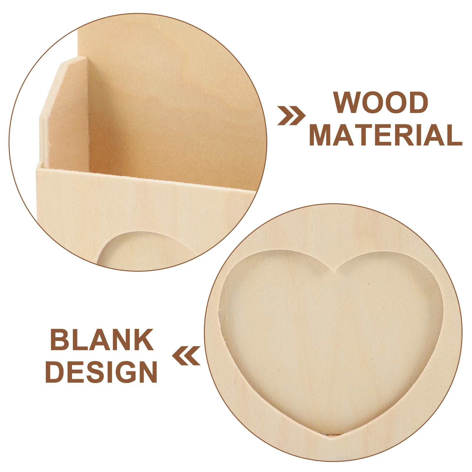 

2Pcs Heart Pattern Wooden Envelope Storage Box DIY Blank Natural Wood Organizer Educational Craft Color in Pencil Holder