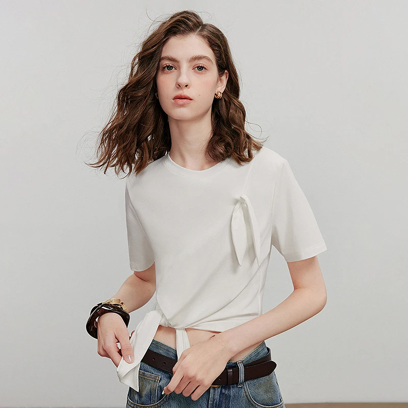 TOYOUTH Maglietta a maniche corte da donna 2025 Estate Nuove magliette casual 8521074