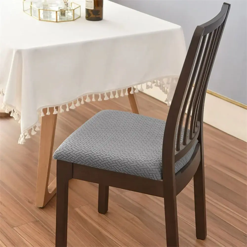 1Pcs Stretch Jacquard Chair Seat Cover Removable Washable Dining Chair Cushion Slipcover Elastic Upholstered