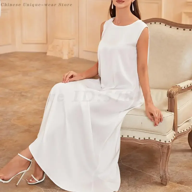 

Eid Muslim Sleeveless Dresses for Women New Islamic Clothing Kaftan Ramadan Abaya Islamic Dubai Turkey Jalabiya Robe Vestidos