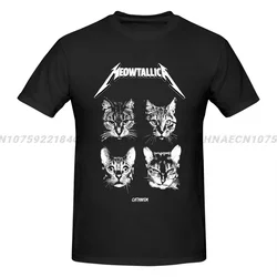 MEOWTALLICA T Shirts Men Women's Cotton Vintage T-Shirts Round Collar Rock Music Tees Short Sleeve Clothes Birthday Present