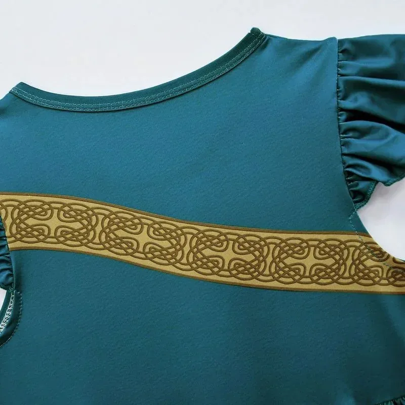 New 2025 Halloween Girls Merida cosplay Dress Brave Performance Costume Summer Birthday Party Green Gothic Vintage Dresses☆★☆★qq