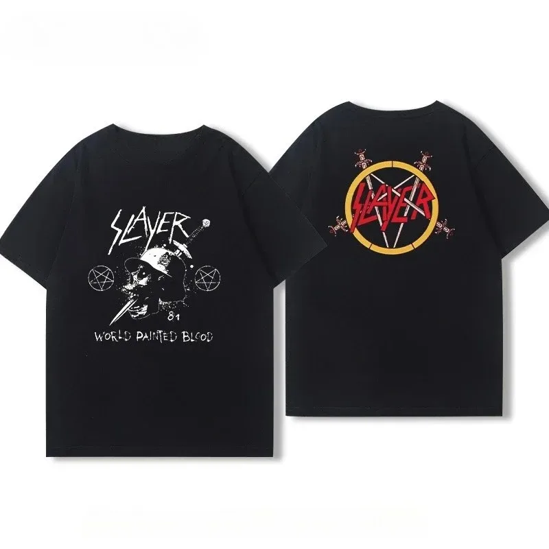Slayer Reign in Blood T-Shirt, Unisex Vintage Band Y2K Streetwear, Summer Casual Short Sleeve Cotton Top for Men Women T-shirt