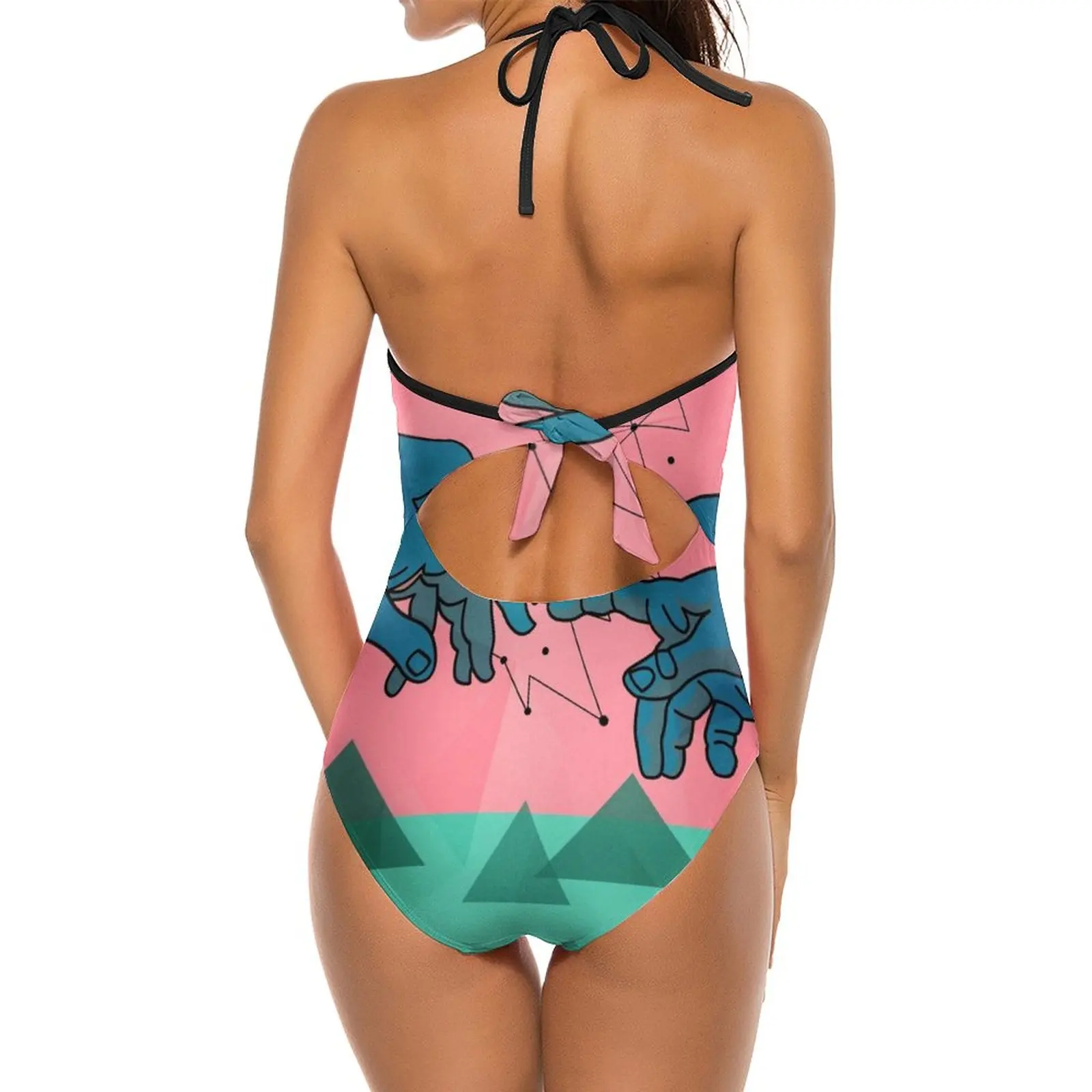 Michelangelo Sexy One Shoulder One Piece Swimsuit New Mesh Patchwork Swimwear Monokini Michelangelo Movie Vector Pop Art Comics