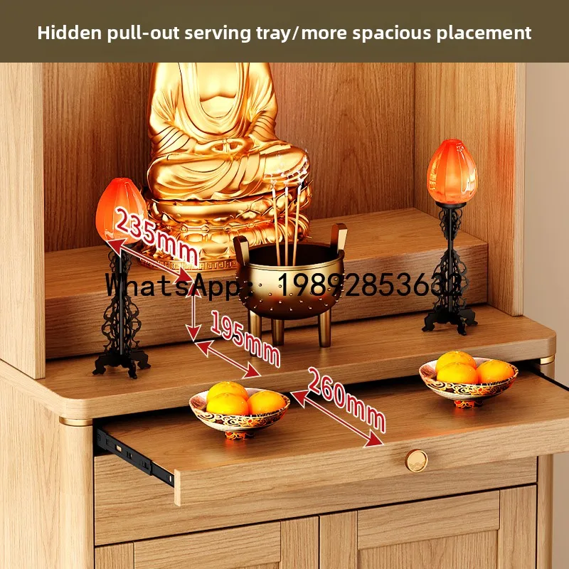 FGG  Buddhist  New Chinese Style Standing Cabinet Guanyin Bodhisattva Household God of Wealth Altar Incense  Statue Worship