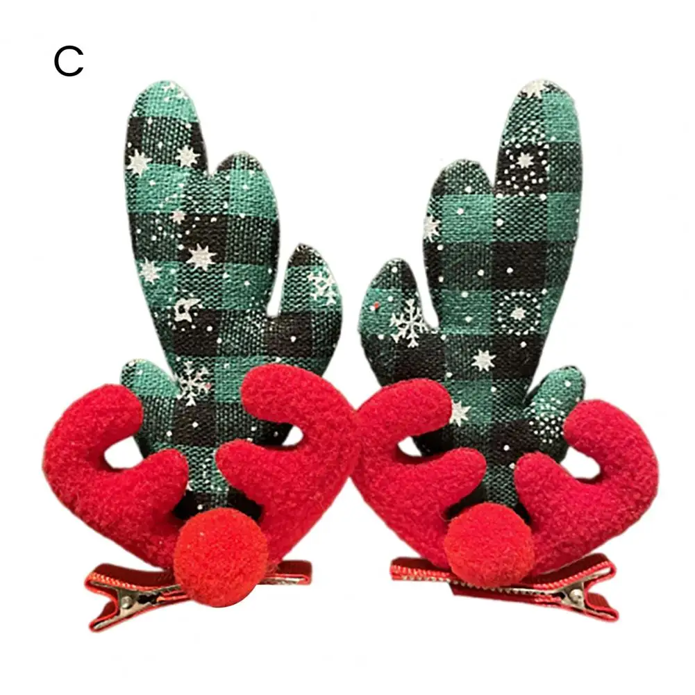 

Antler Hair Clips Christmas Hairpins Festive Hair Accessories Antler Plush Ball Santa Hat Red Berry Hair Clips for Kids'