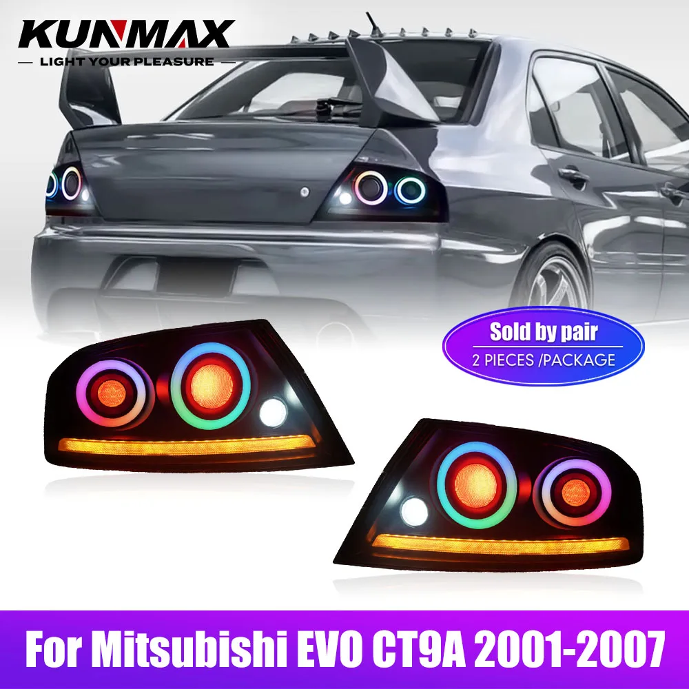 

Для Mitsubishi EVO CT9A 2001-2007: Светодиодные задние фонари (LED) с ДХО, стоп-сигналом и указателями поворота, комплект из 2 шт.