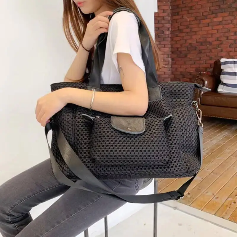 MOTAORA Large Capacity Women Totes Bag For Traveling Ladies Handbags Korean Style Fashion Mesh Girl Shoulder Bags Designer Tote
