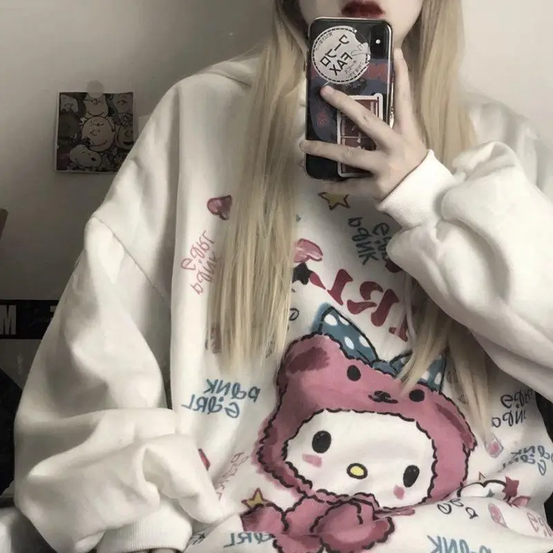 

Anime Hoodies Vintage Oversized Cute Hoodie Women Autumn Kawaii Fashion Sweatshirt Female Korean Jumper Long Sleeve Print Tops