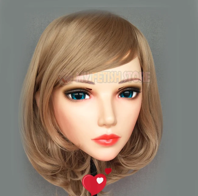 (Sha-04)Female Sweet Girl Resin Half Head Kigurumi BJD Eyes Crossdress Cosplay Japanese Anime Role Lolita Mask With Eyes And Wig
