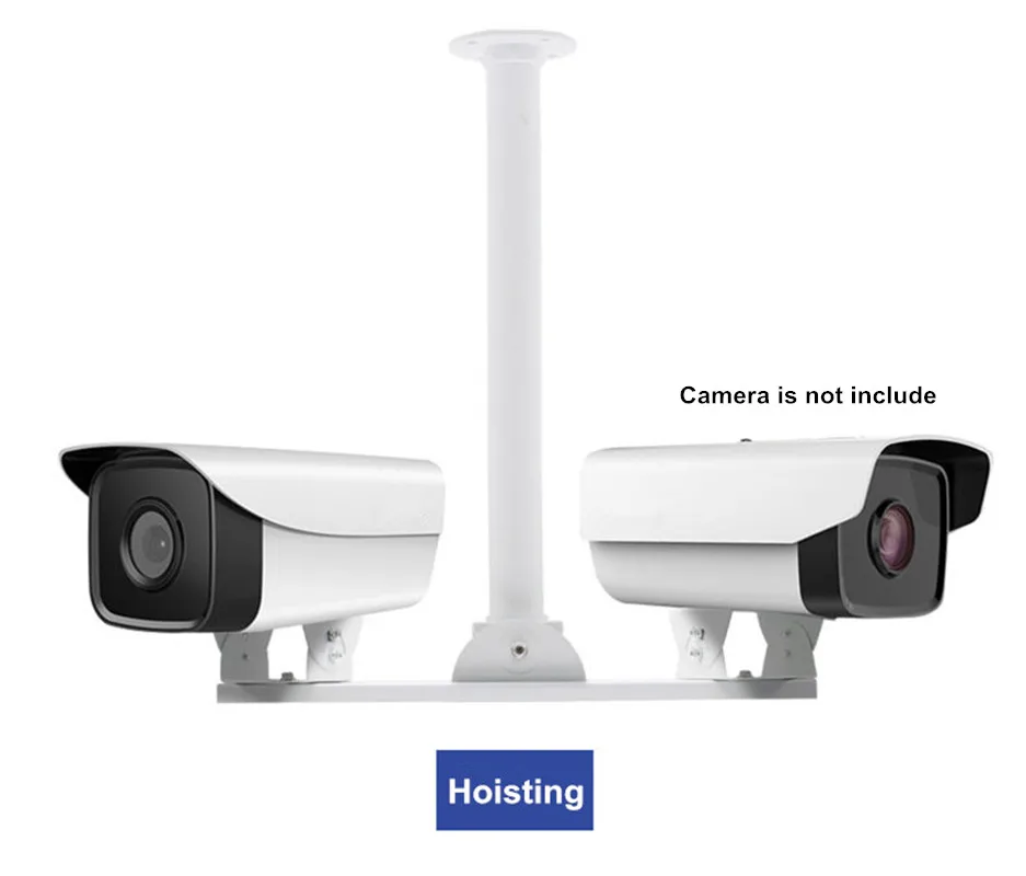 White Surveillance CCTV Double Camera Stand Horizontal Arm One-to-two Crossbar Universal Duckbill Bracket for Dual Camera Mount