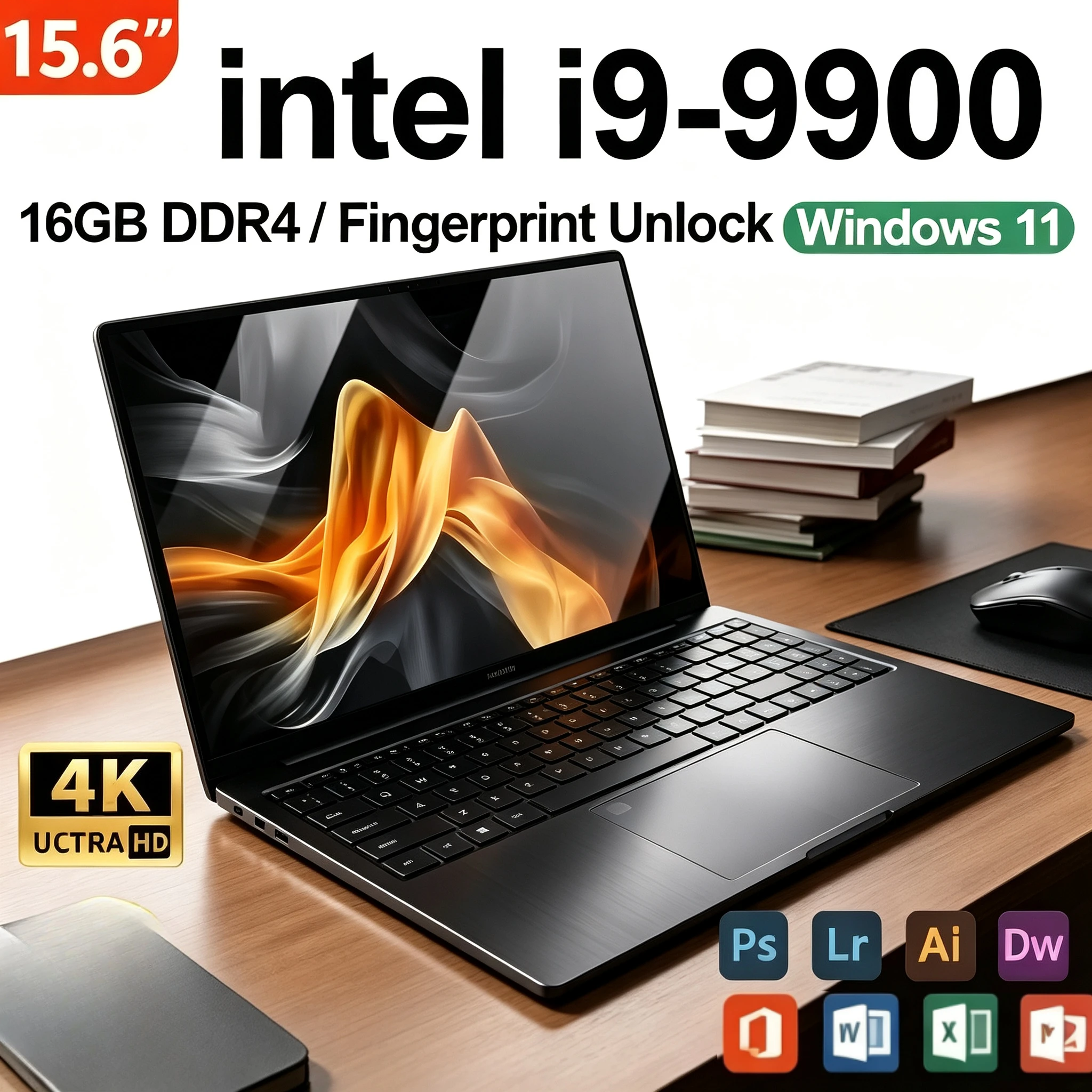 New Intel Core i9 9900 15.6 inch Portable Notebook 1TB/2TB SSD, 16GB DDR4, Windows 11 Pro, Office & Gaming PC Laptop