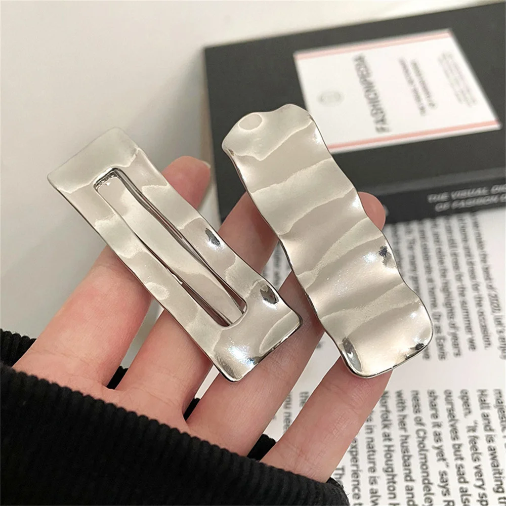 Y2k Waves Shape Metal Hair Clips for Women Hair Accessories Minimalist Geometric Irregular Hair Pins Harajuku Hair Clips