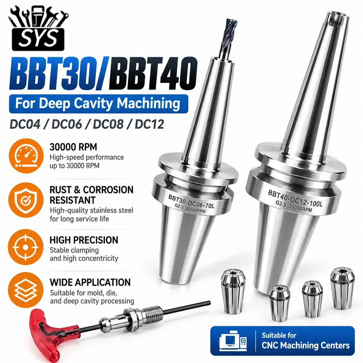 BT BBT-DC SDC Pull Back Tool Holder BBT30 BBT40 DC04 DC06 DC08 DC12 Collet Tool Holder CNC Milling Lathe Machining Center Tools