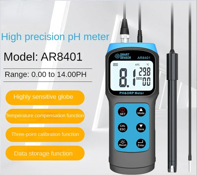 

Высокочувствительный ph-метр AR8401 с цифровым дисплеем раздельного типа, промышленный детектор реального pH воды