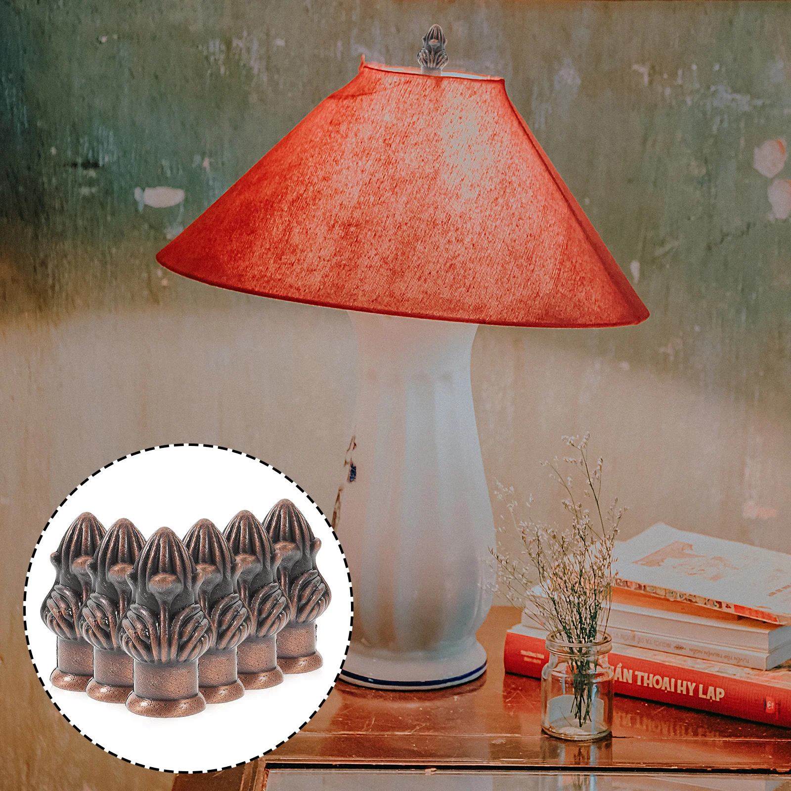 

6 шт., латунные металлические твердые украшения для настольной лампы, потолочный светильник, держатель абажура, аксессуары для хрустальных люстр