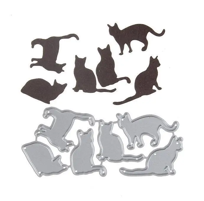 Cats Animal Metal Cutting Dies Stencil Scrapbooking Diy Album Stamp Paper Card Embossing Decor Craft Knife Mould