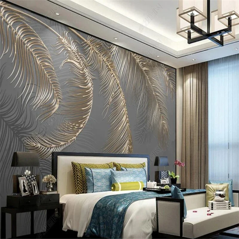 custom wallpapers for living room TV background modern Golden embossed lines on brown background mural wall covering Stickers