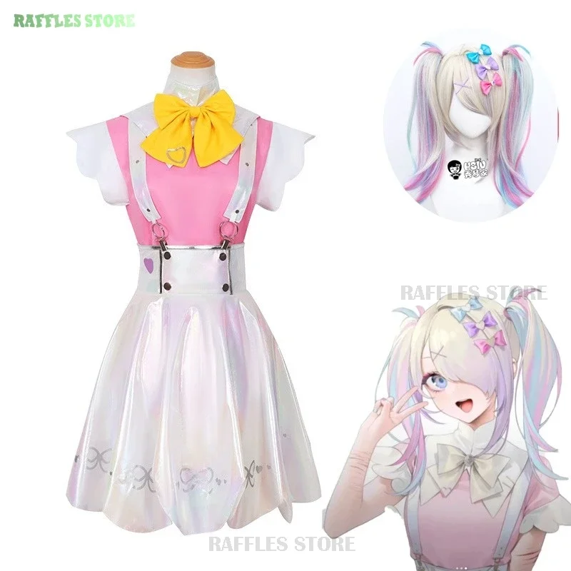 Need Girl Overdose Ame KAngel Cosplay Costume Rain Kawaii Angel Needy Streamer Overload Laser Girls Fancy Halloween Dress Wig