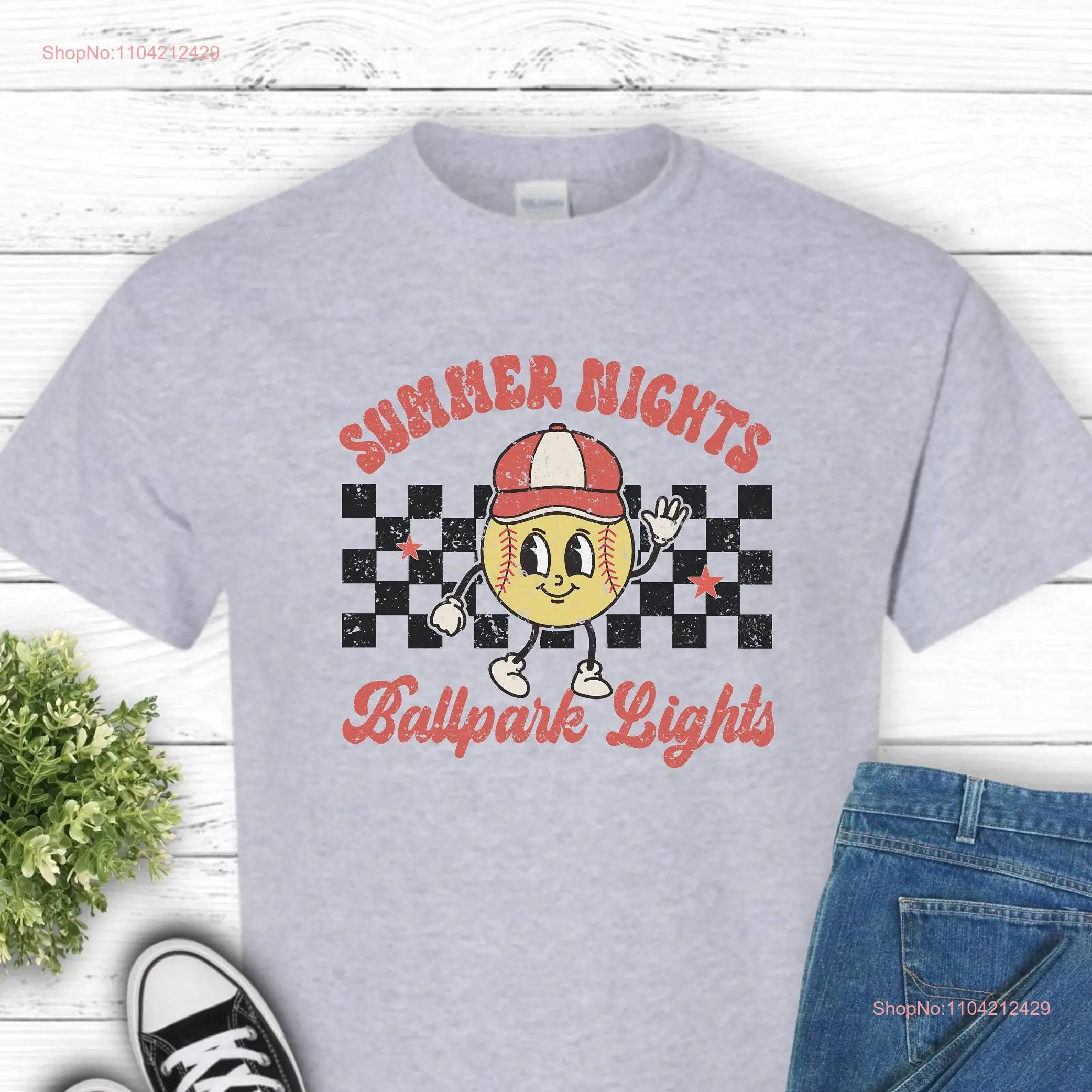 Retro Baseball T Shirt Summer Nights And Ballpark Lights for Fans Vintage Sports Fan Softball long or short sleeves