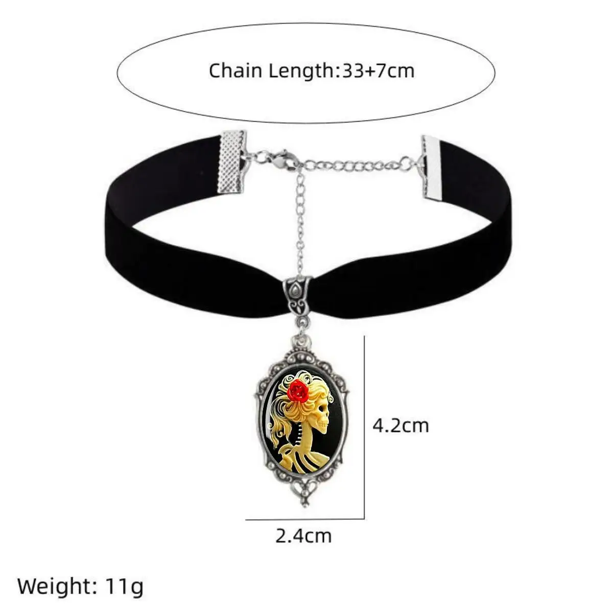 القوطية الأحمر روز الجمجمة قلادة قطيفة قلادة الجمجمة الملكة طوق قلادة قلادة Y2K سحر موضة الرقبة مجوهرات اكسسوارات