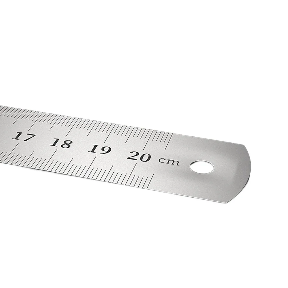 1pc 20/30/50cm Stainless Steel Thick Hard Ruler Metal Straight Edge Ruler Measurements For Drawing Home Office Engineering