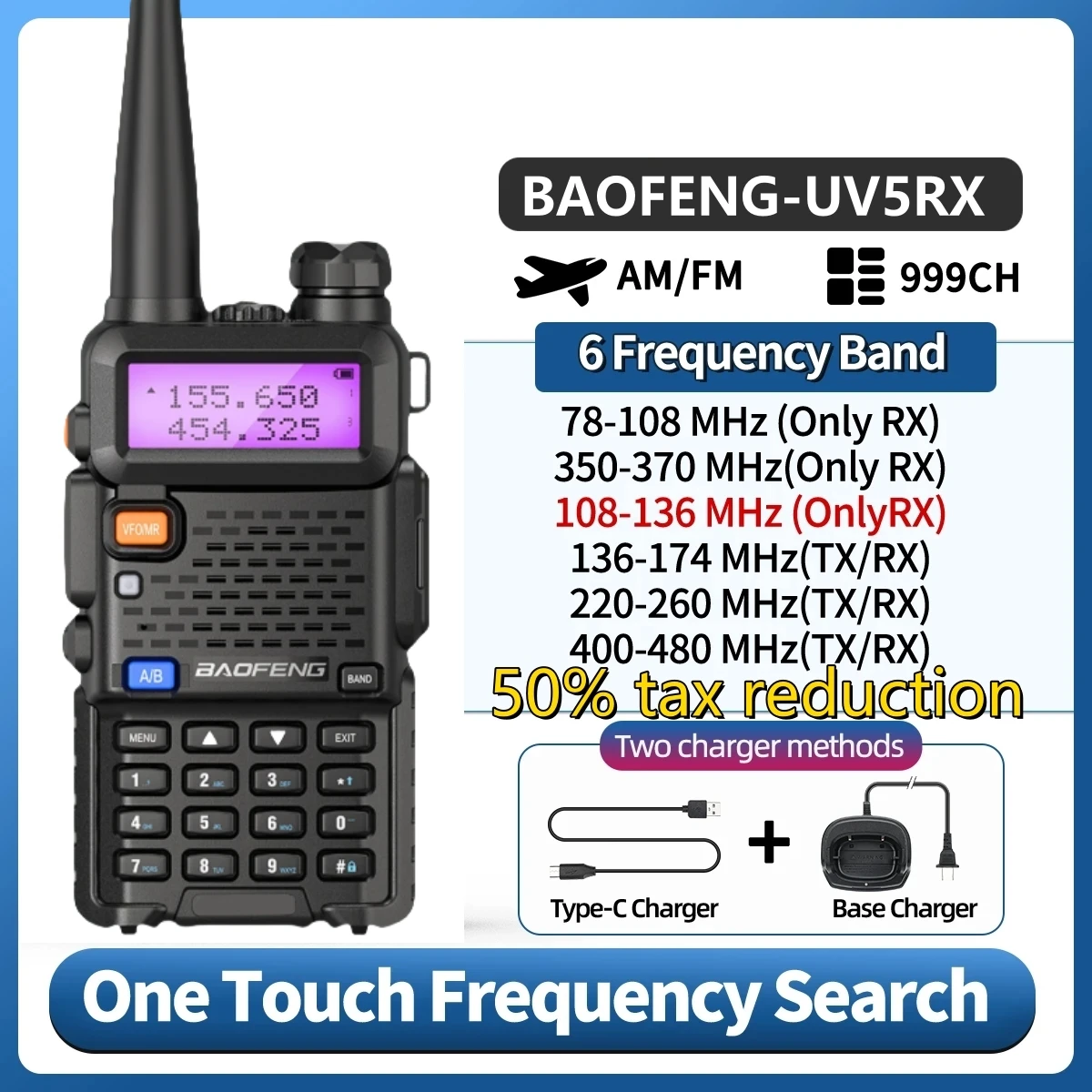 

Baofeng M-5R Air Band Walkie Talkie Full Band Wireless Copy Frequency Long Range UV-5R UV 5RX k5 Portable Ham Two Way Radio