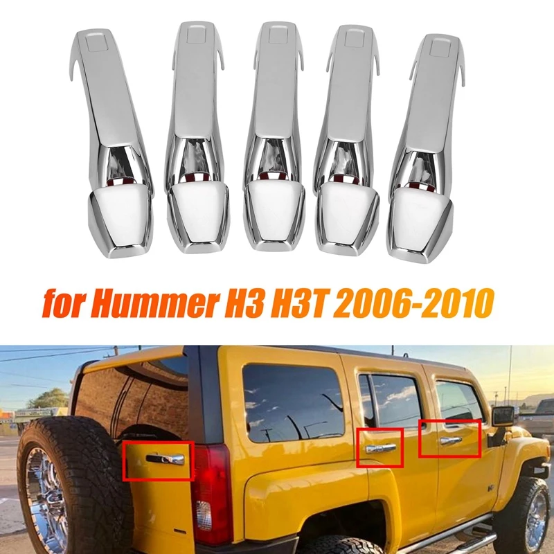 

5PCS Car Front & Rear Door Handle Cover Trim For Hummer H3 H3T 2006-2010 Exterior Door Chrome Handle Bezel Accessories