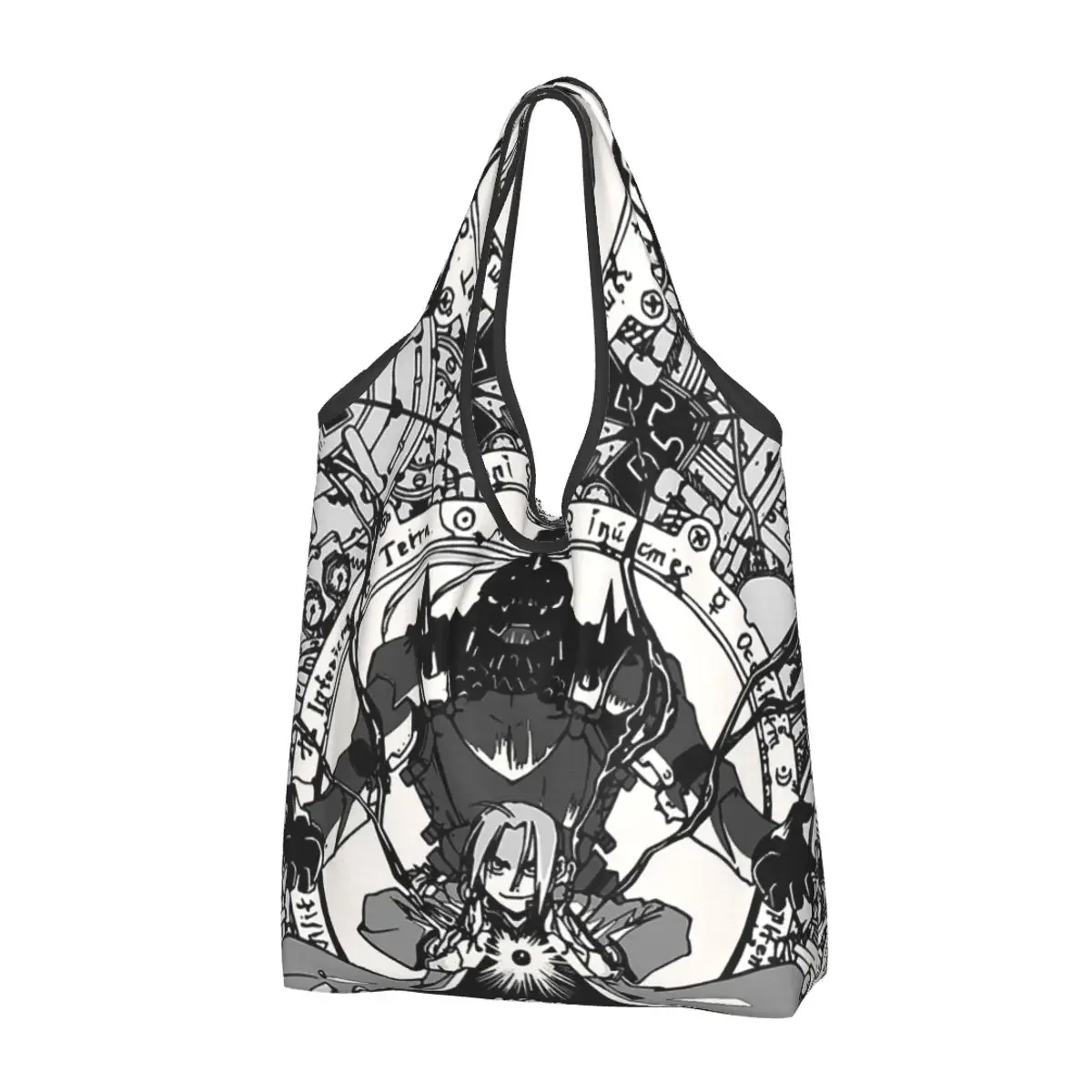

Fullmetal Alchemist Anime Manga Portable Tote Shopping Bags Reusable Shopper Bag Groceries Handbag Shoulder Bag