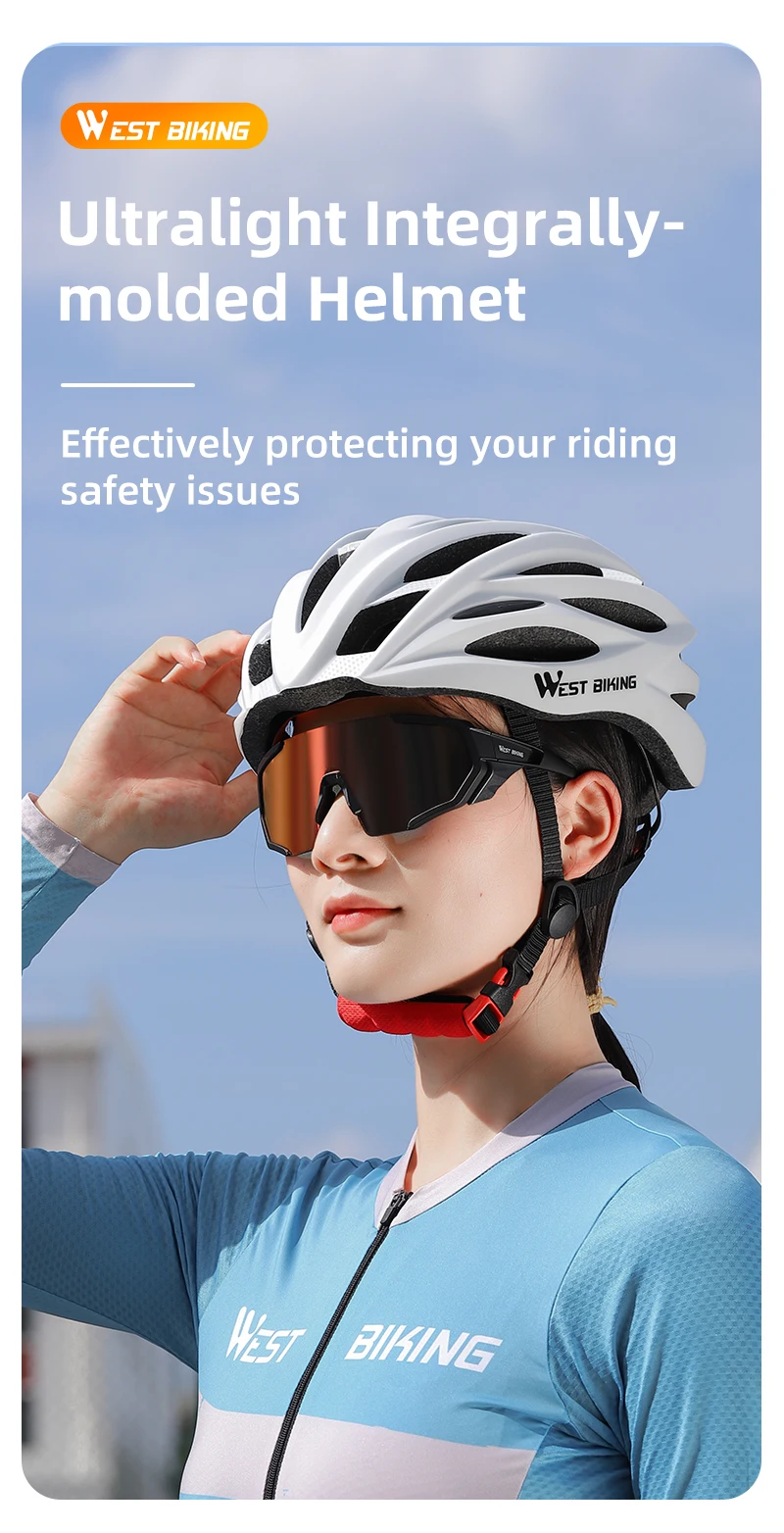 WEST BIKING Fahrradhelm Ultraleicht Integral Geformt 28 Belüftungsöffnungen Farbverlauf Verstellbare Größe M L Rennrad MTB Fahrradhelm Unisex – Detail 20