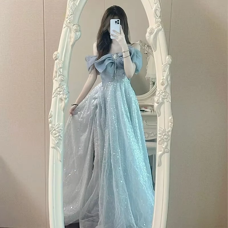 Elegant Vintage Princess Style Luxury Off The Shoulder Sleeveless Banquet Gown Adult Dresses BeitifuBaby Evening Dress for Women