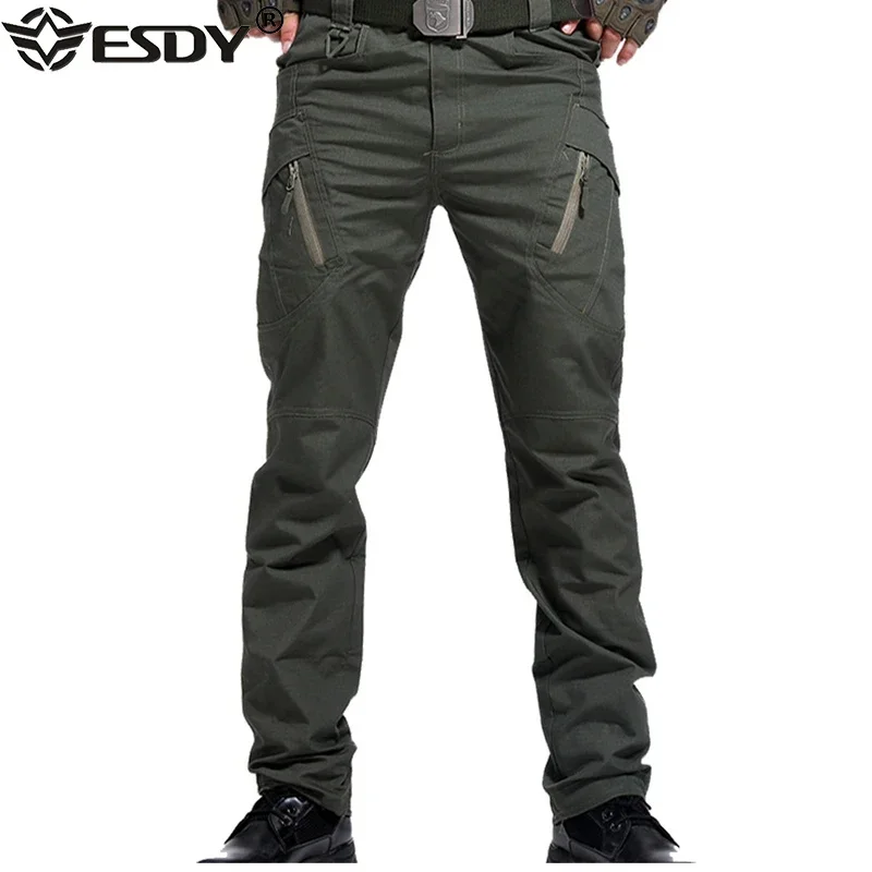 Men\'s Multi-pocket X9 Military Tactical Pants Outdoor Rip-Stop Man Casual Waterproof Cargo Pant Lightweight Zipper Trousers