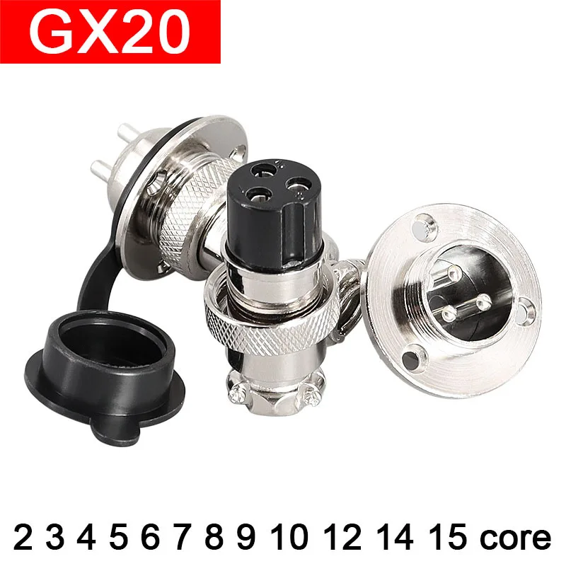 GX20 Flange Plate plug 2 3 4 5 6 7 8 9 10 12-Core 14 Core 15 Connector 2P 3P 4P 5P 6P 7P 8P 9P 10P 12Pin 14 pin 15p Male socket