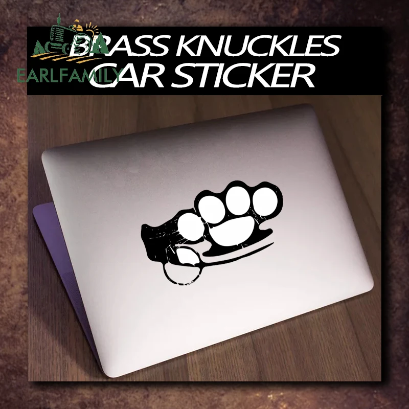 EARLFAMILY 13cm x 6.5cm Brass Knuckles V1 Sticker Decal JDM FCK ILL Vinyl Truck Vehicle Body Accessories Waterproof Car Stickers