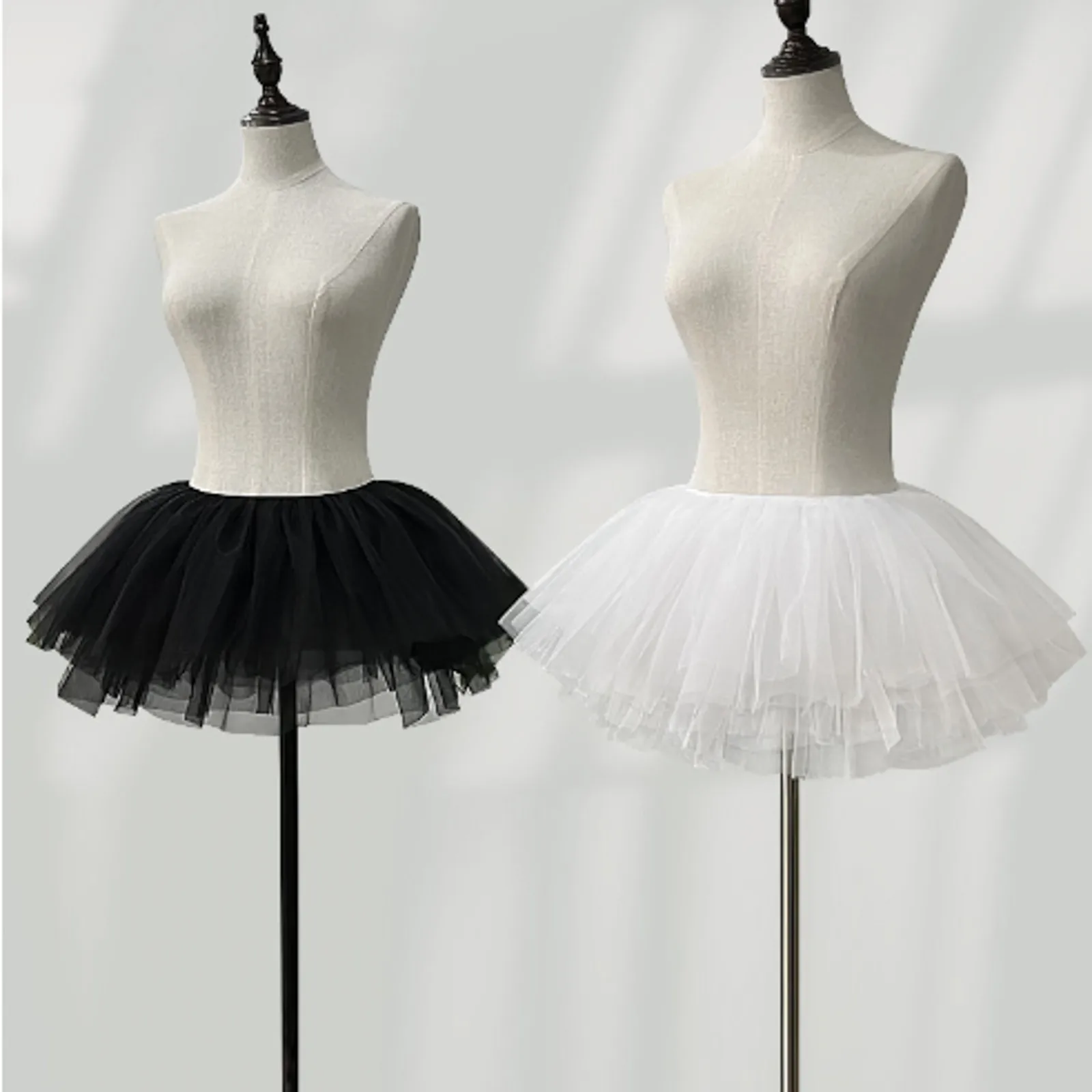 Wit Zwart Gezwollen Tule Lolita Onderrok Vrouwen Cosplay Baljurk Kids Bruids Boteloos Petticoats Tutu Jurk