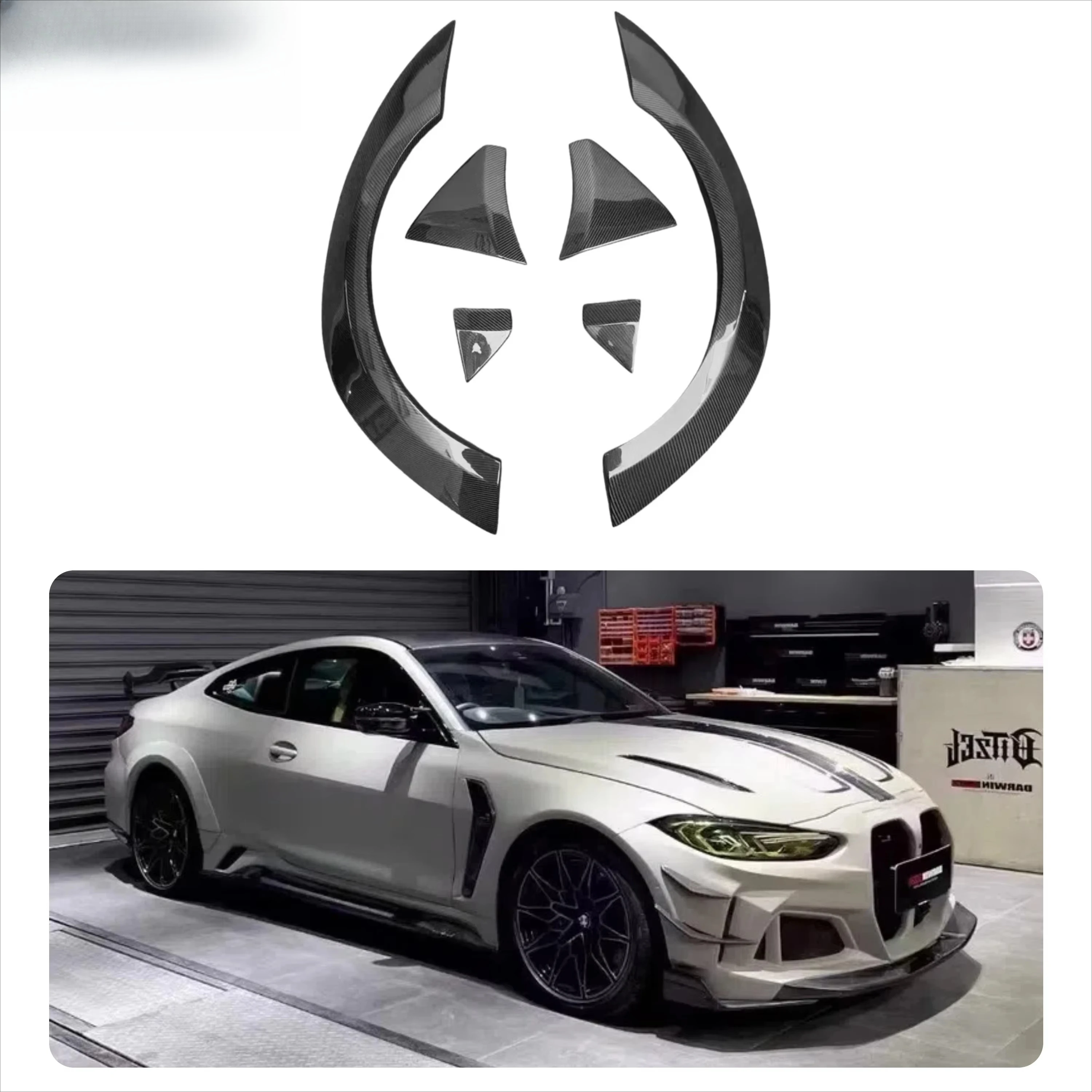

Hot Sell Real 3K Carbon Fiber for M3 M4 G80 G82 Wheel Eyebrow Upgrade Body Kits Wheel Arch Brand New Carbon Fiber Auto Parts