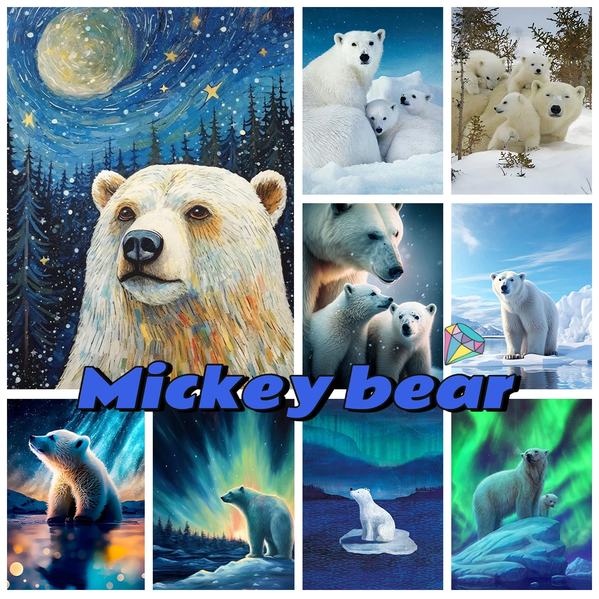 

Polar Bear Diamond Painting Kit Arctic Landscape Diy Diamond Embroidery Cross Stitch Animal Mural Handicrafts Home Wall Decor