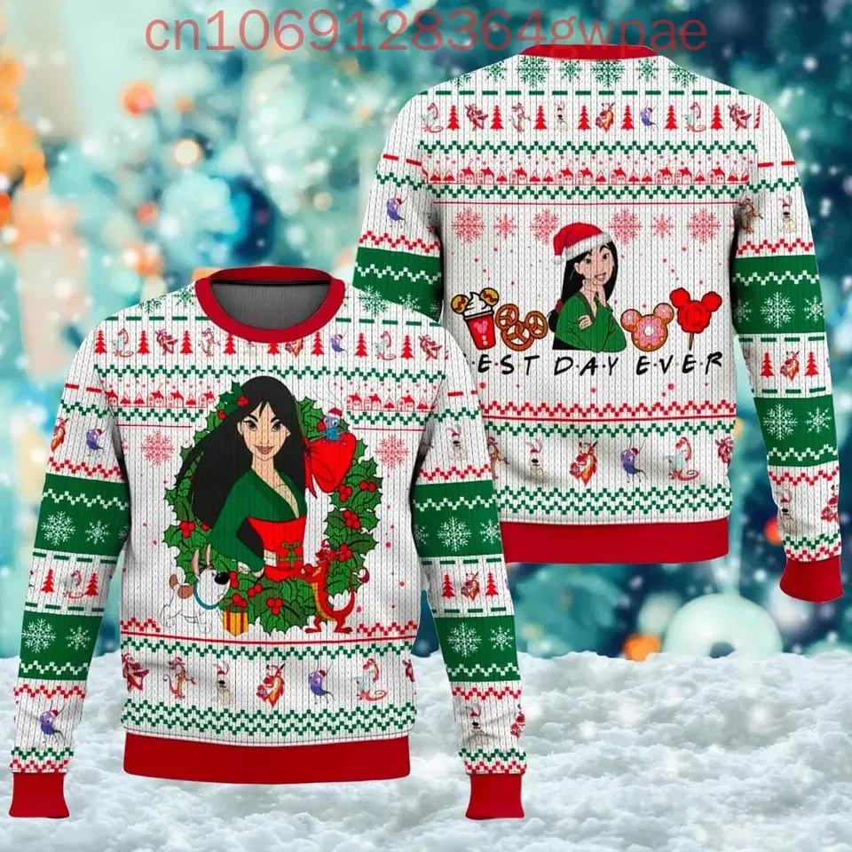 Disney Mulan Princess Christmas Ugly Sweater Men's Womens 3d Ugly Sweater Mulan Ugly Christmas Sweater Anime Xmas Gifts Sweater