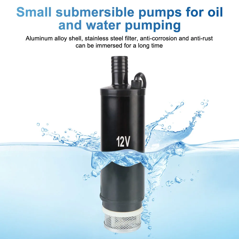 Electric Oil Pump Aluminum Alloy Shell 12V Mini Fuel Transfer Portable For Pumping Diesel Oil Water Submersible 50L/min