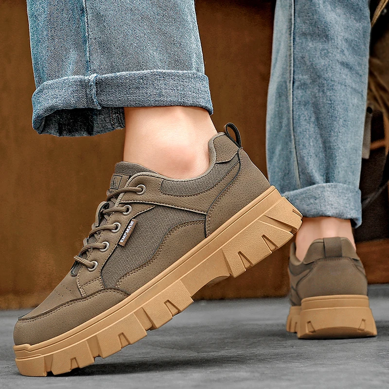 

Hiking Shoes Men Thick Bottom Lightweight Sneakers Men Mesh Breathable Wear-resistant Low-top Sports Shoes Mens