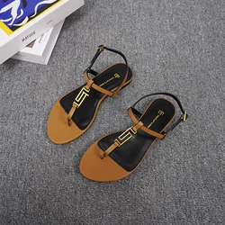 Summer fashion flip flops, high-quality genuine leather sandals, plus size 35-44 beach shoes, outdoor casual women's shoes