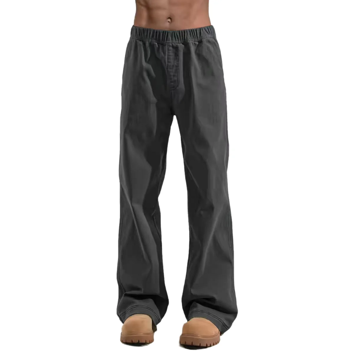 Men's Flare Pants Spring Summer Fashion Solid Color Breathable Cotton Blend Loose Straight Trousers Streetwear Urban Commuter