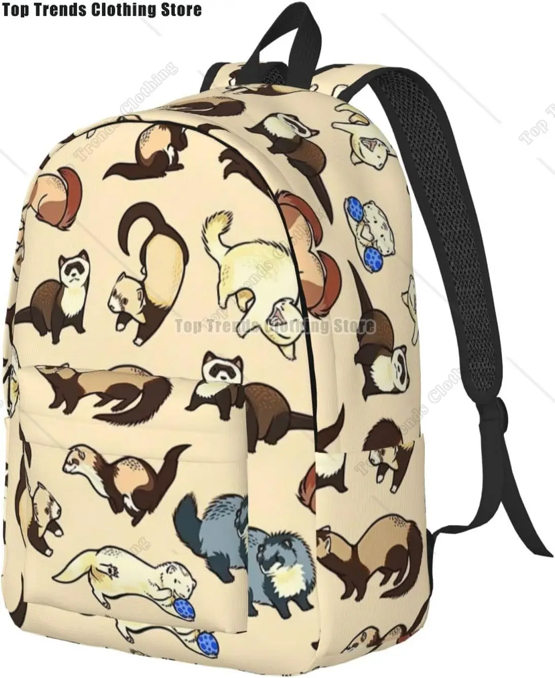 Hairy Ferret Print Large Backpack Casual Laptop Backpack Computer Bag Travel Daypack For Women Men