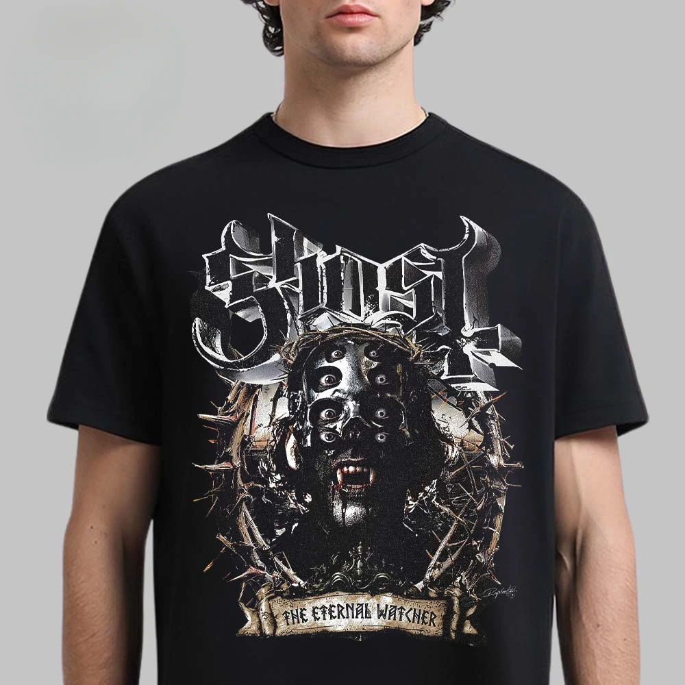 Pop Ghost Cotton Band Shirt Unisex Summer Short Sleeve Fashion Brand Tee Luxury Casual Vintage T-shirt